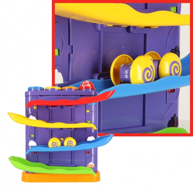 Piste de course pour enfants avec marteau et circuit à billes