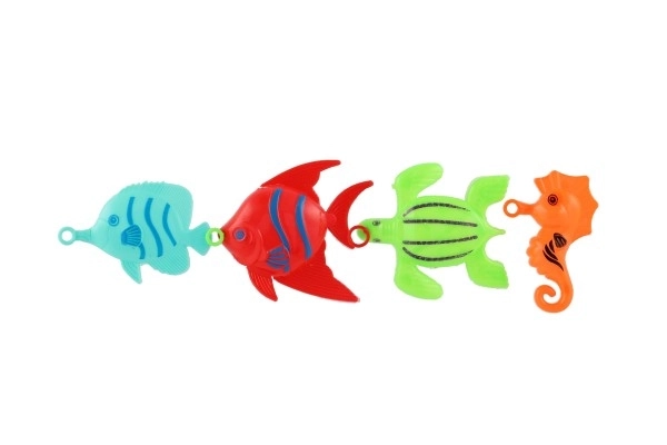 Jeu de poisson/pêcheur avec canne à pêche 26cm plastique 5 couleurs sur carte 15,5x49x2cm