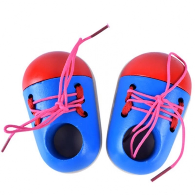 Chaussures à lacets en bois éducatives - 2 pièces