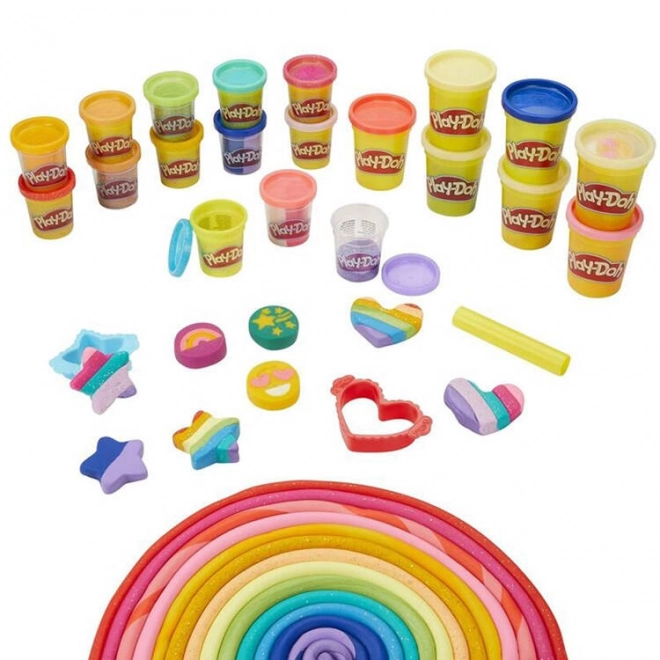 Ensemble de pâte à modeler scintillante Play-Doh de Hasbro avec 21 couleurs et moules