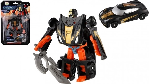 Robot transformable et voiture de sport 14 cm – noir