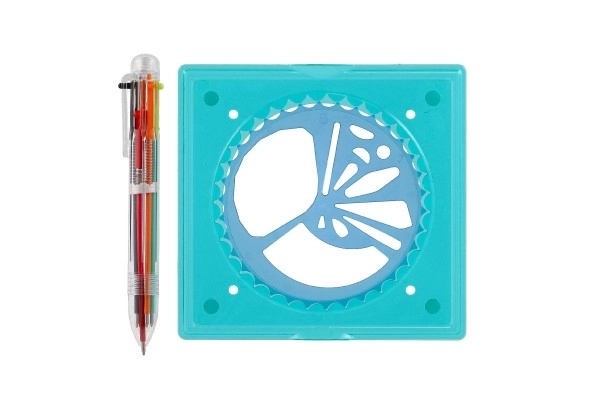 Règle Inspiro + stylo 6 couleurs en plastique dans une boîte 24x24x2cm