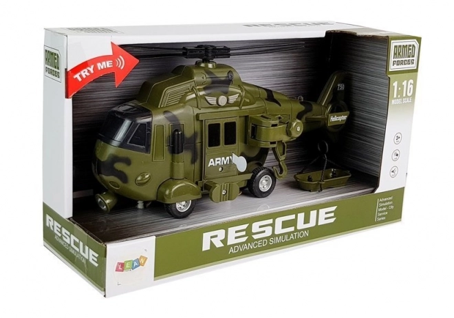 Hélicoptère militaire de sauvetage 1:16 Crochet Lumière Son