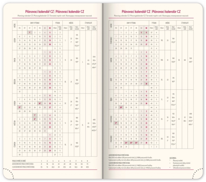 Agenda de poche Diamante 2025, rouge, 9 × 15,5 cm