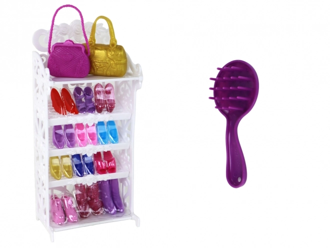 Poupée Enfant Longs cheveux blonds Garde-robe Chaussures Robes Accessoires Violet