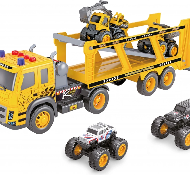 Transporteur avec voitures et effets