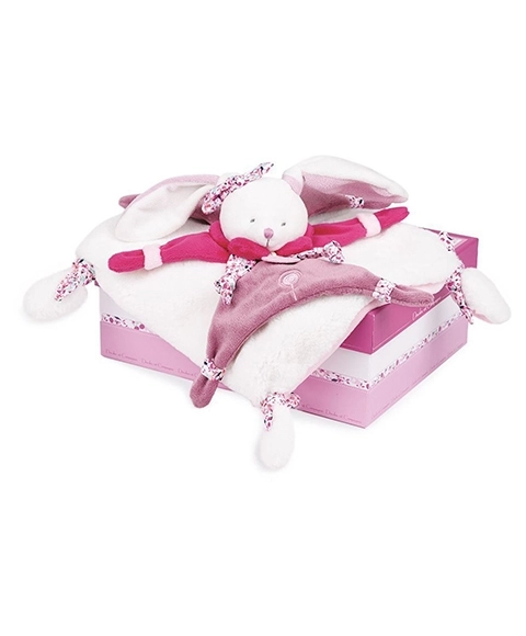 Coffret cadeau Doudou avec lapin en peluche rose
