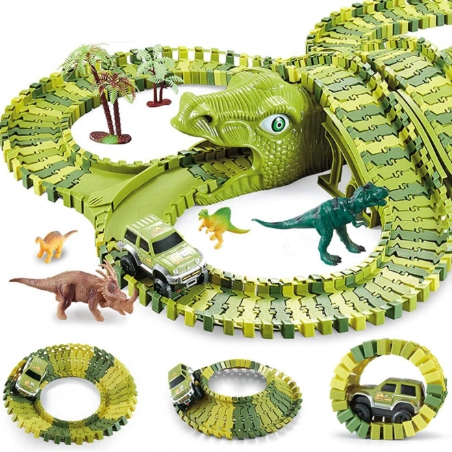 Circuit auto dinosaure flexible 240 pièces