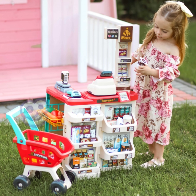 Supermarché avec chariot et scanner