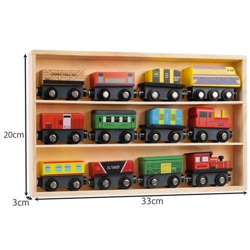 Trains en bois avec wagons - 3 locomotives et 9 wagons