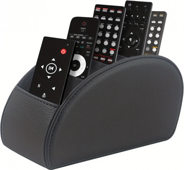 Organisateur pour télécommandes avec 5 compartiments en cuir écologique noir