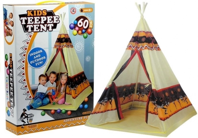 Tente Indien Tipi + 60 balles 155 cm