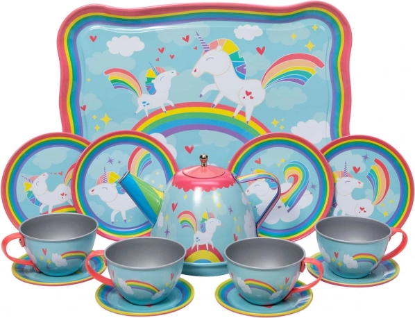 Schylling service à thé licorne, ensemble en métal 15 pièces pour enfants