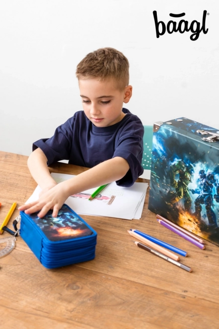 BAAGL Trousse scolaire à trois étages Robots