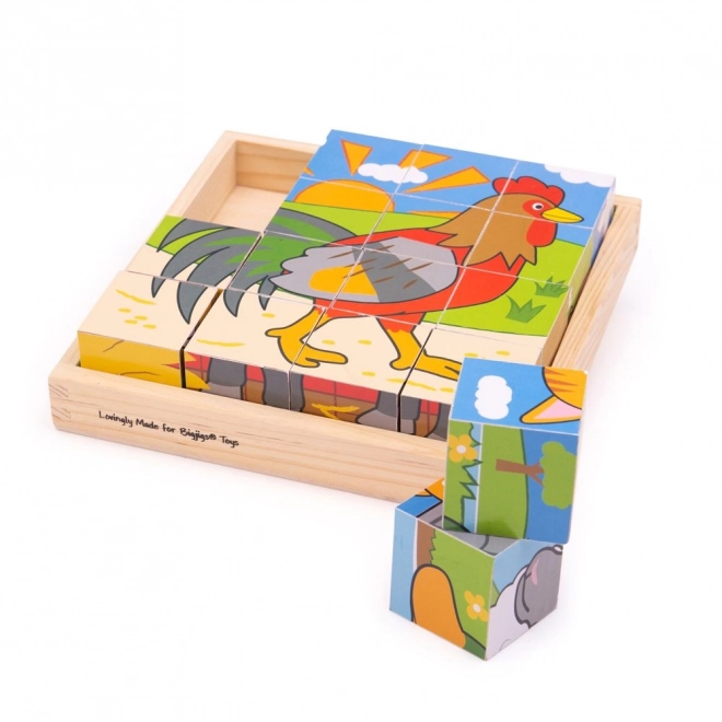 Cubes d'images de la ferme Bigjigs Toys
