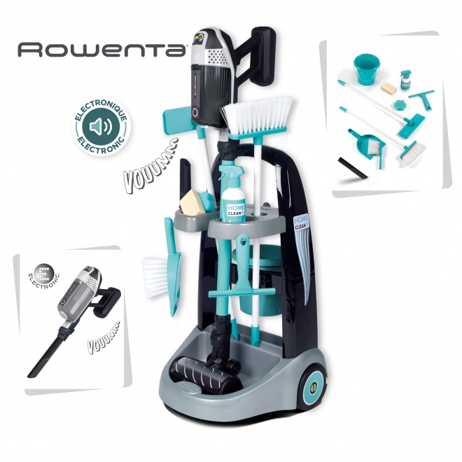 Smoby Rowenta Chariot de nettoyage avec aspirateur à tige