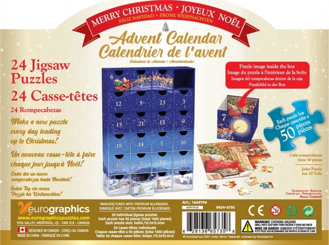 Calendrier de l'Avent avec puzzle Eurographics 24 x 50 pièces – Joyeux Noël