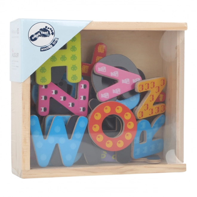 Petits pieds Lettres magnétiques colorées en bois 37 pcs