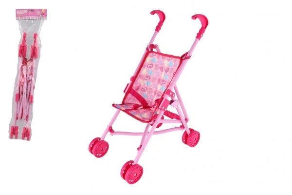 Poussette pour poupées type canne métal/plastique en sachet 17x66x9 cm