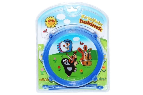 Krtek/Krteček tambourin plastique 20cm + 2 baguettes en boîte