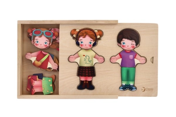 Puzzle en bois habillage - fille et garçon