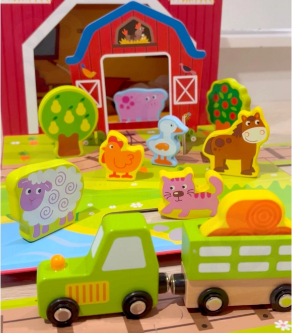 Ferme en bois dans une valise Tooky Toy