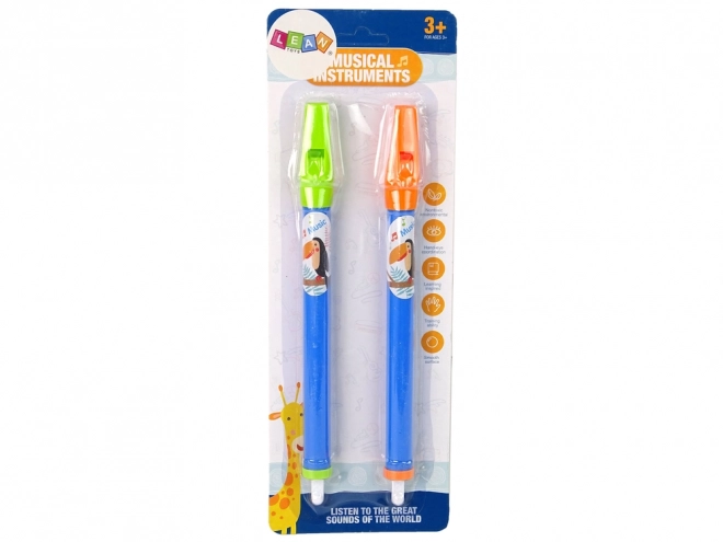 Ensemble de deux flûtes pour enfants Animaux Bleus