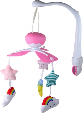 Mobile universel avec clip et jouets en peluche Rose