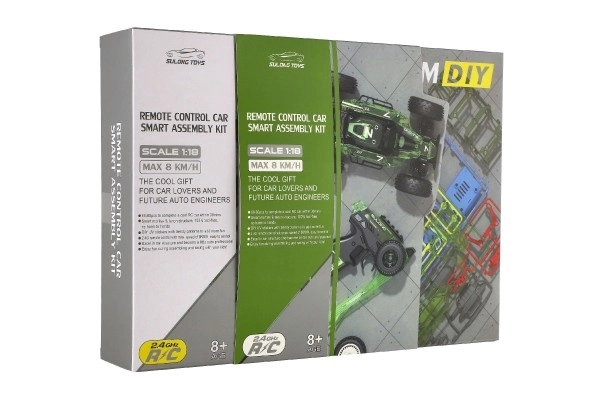 Buggy RC en plastique 22cm kit 24MHz à piles vert dans une boîte 34x25x7cm