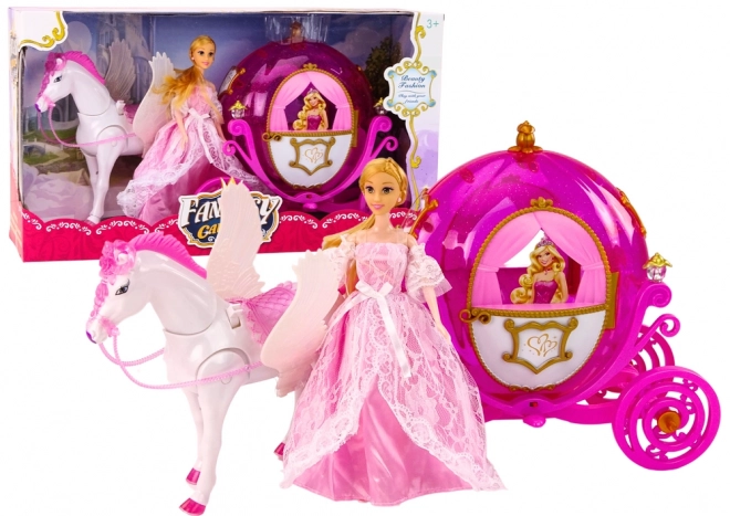 Ensemble magique avec carrosse de cheval et princesse