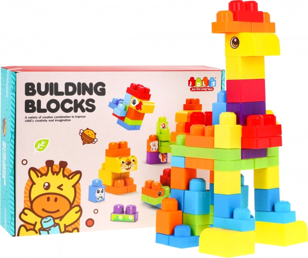 jeu de construction pour enfants 68 pièces – animaux du zoo avec autocollants