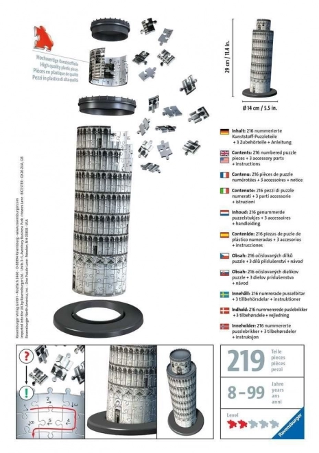 Ravensburger 3D puzzle Tour penchée de Pise 216 pièces