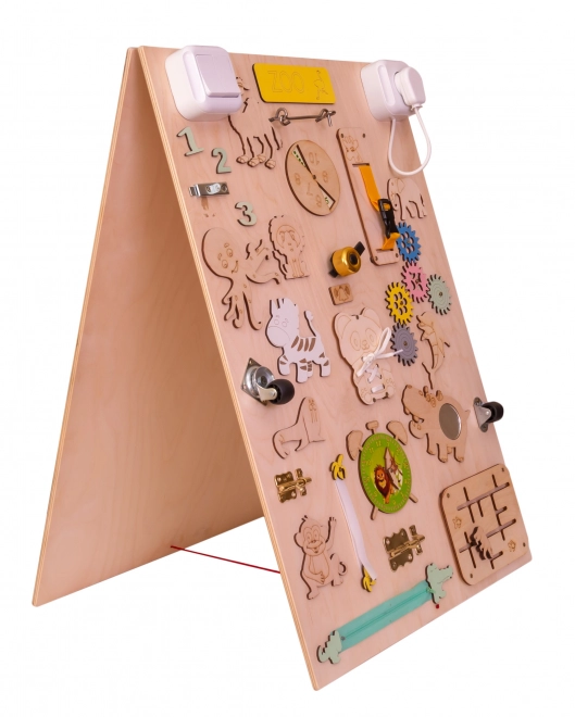 Tableau sensoriel en bois double face - ZOO