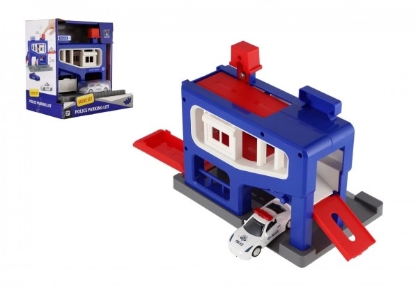 Garage de stationnement de police avec petite voiture
