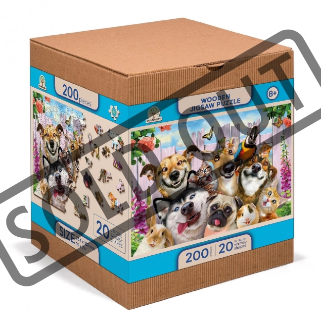 Wooden City Puzzle en Bois Animaux Fous 2-en-1, 200 Pièces ÉCO