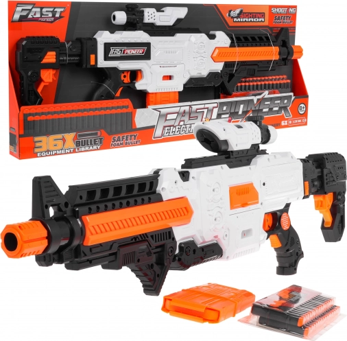 Blaster en mousse Fast Pioneer pour enfants 8+ avec viseur, chargeur et 36 projectiles