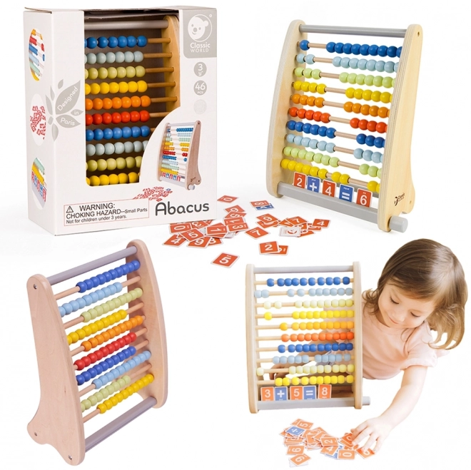 Classic World boulier en bois avec exercices mathématiques