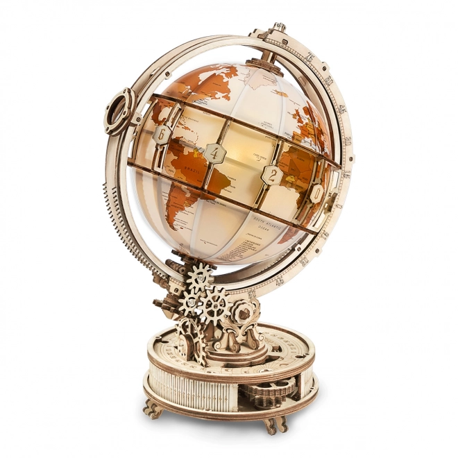 RoboTime Puzzle mécanique 3D en bois Globe lumineux