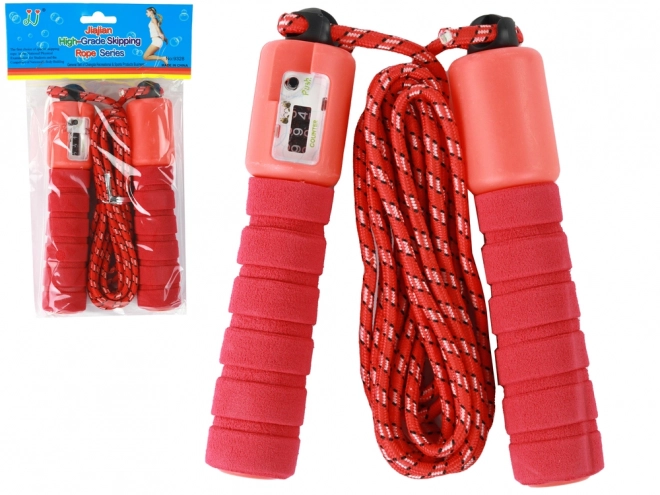 Corde à sauter rouge avec compteur 275 cm réglage fitness