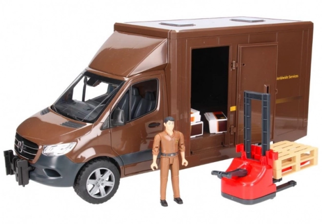 Véhicule de livraison UPS Bruder MB Sprinter avec figurine et accessoires