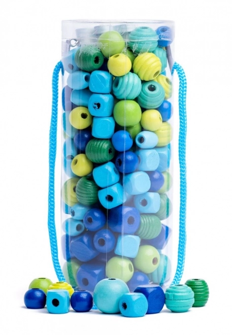 Perles vertes et bleues en tube