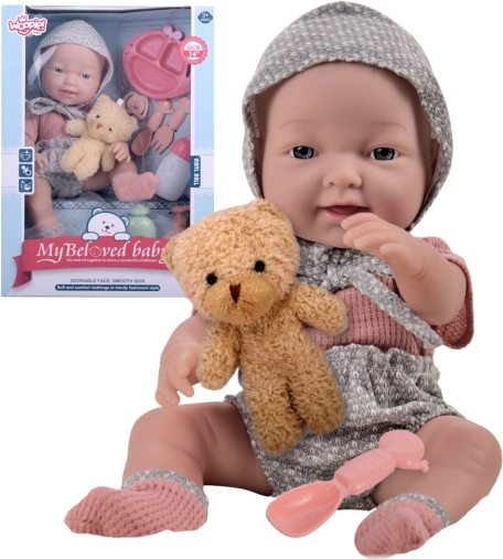 Poupée bébé 36 cm avec tenue, ourson et accessoires de repas WOOPIE ROYAL