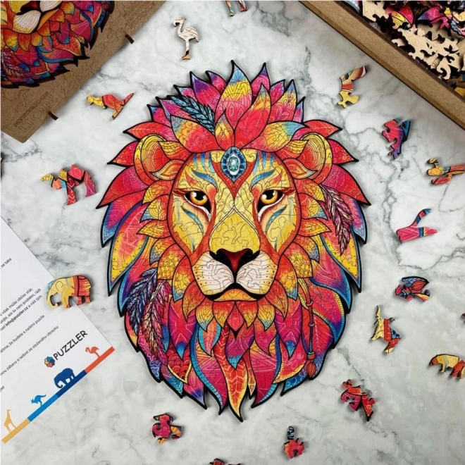 Puzzle magique en bois coloré - Lion mystérieux