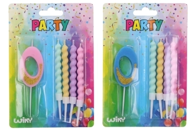 Bougie de fête chiffre 0 + 4 bougies
