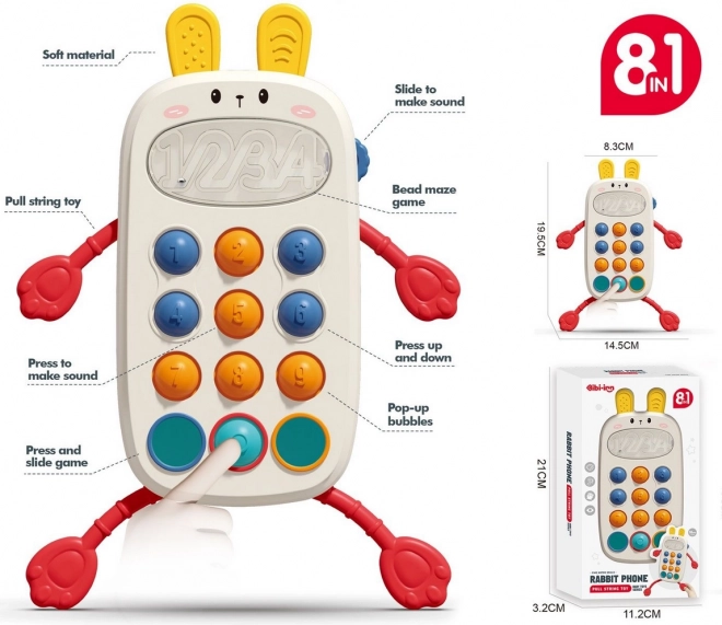 Téléphone sensoriel pour enfants avec motif de lapin