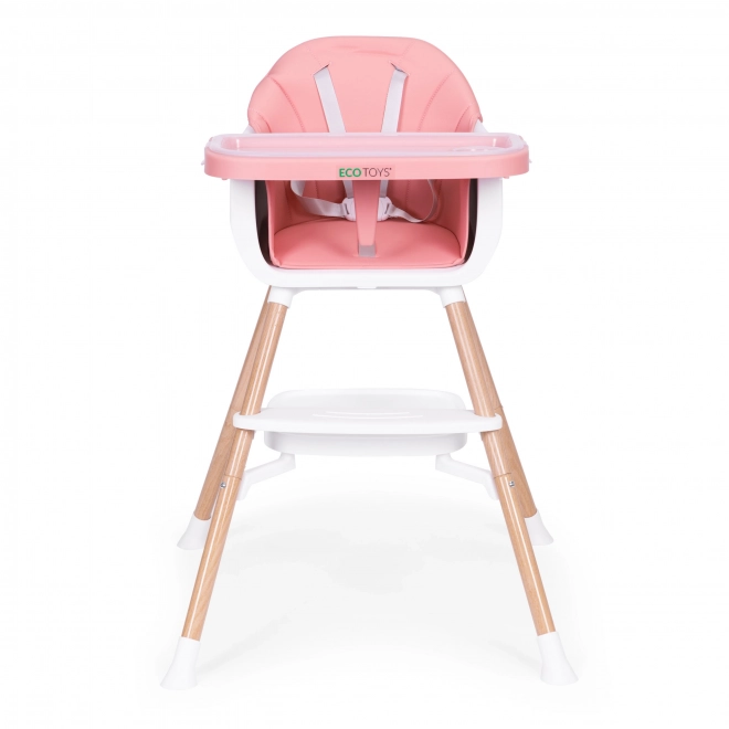 Chaise haute bébé 2en1 rose ECOTOYS