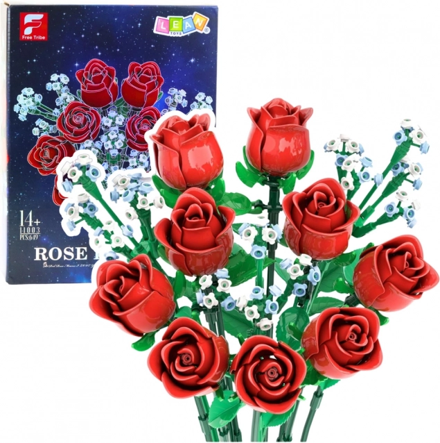 Kit de construction bouquet de roses rouges – 649 pièces