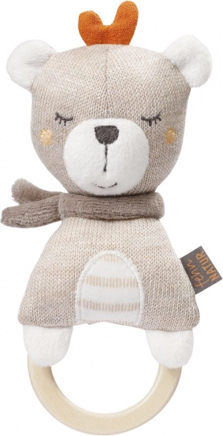 Ourson en peluche avec poignée en bois, FehnNatur 2.0
