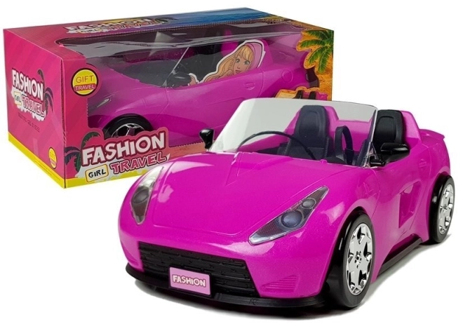 Petite voiture rose pour poupées Cabrio 34 cm