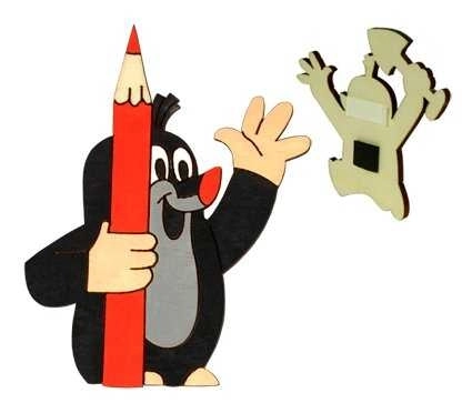 Magnet de décoration en bois DoDo avec la taupe et le crayon